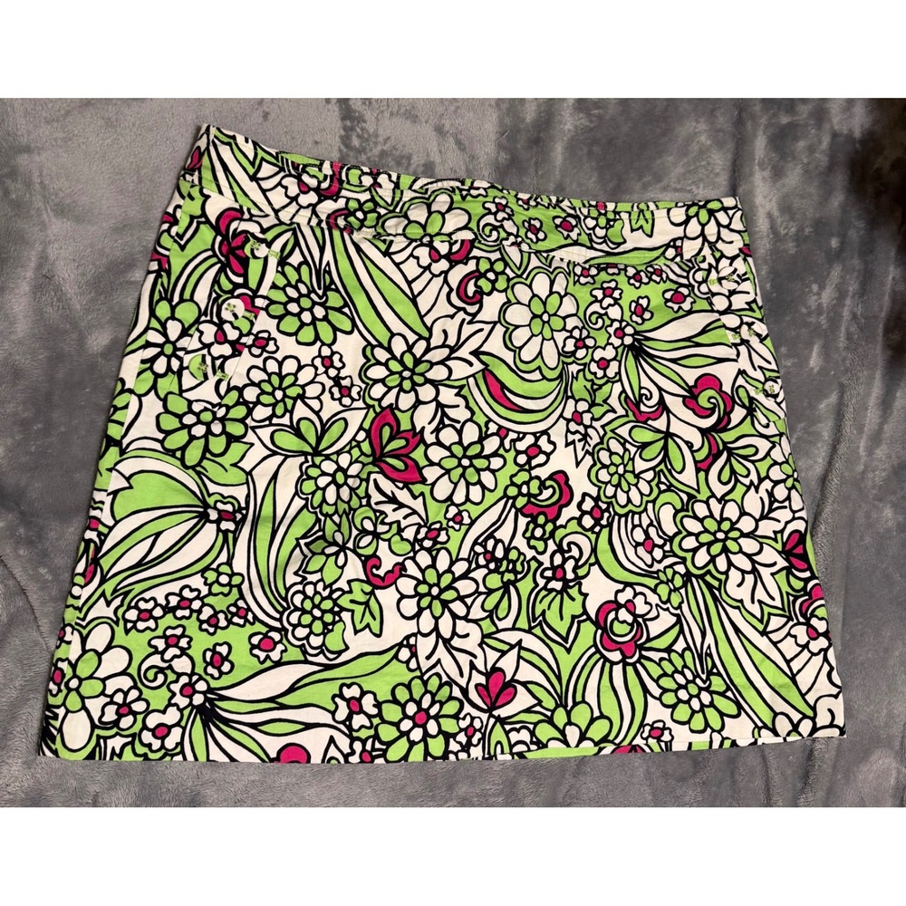 Lizgolf Floral Print Active Skort Green Pink White Womens Size 16 Golf Tennis